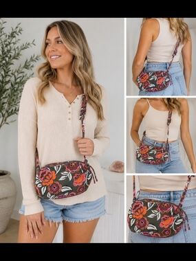 Vera Bradley Floral Mini Crossbody Bag Recycled Performance Fabric